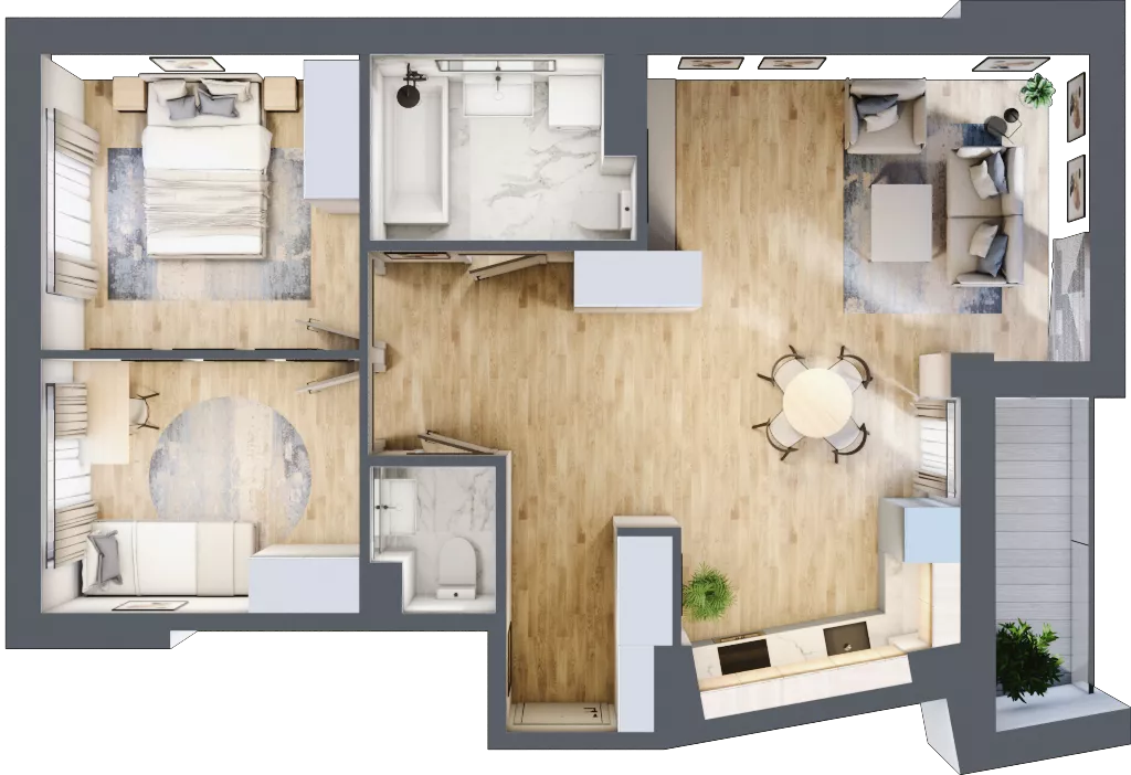 3 pokoje, mieszkanie 66,74 m², piętro 1, oferta nr 42, Okrzei 9, Mińsk Mazowiecki, ul. Stefana Okrzei 9