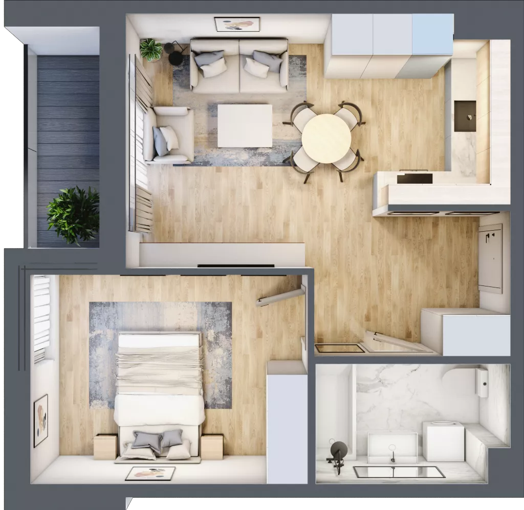 2 pokoje, mieszkanie 41,71 m², piętro 1, oferta nr 47, Okrzei 9, Mińsk Mazowiecki, ul. Stefana Okrzei 9