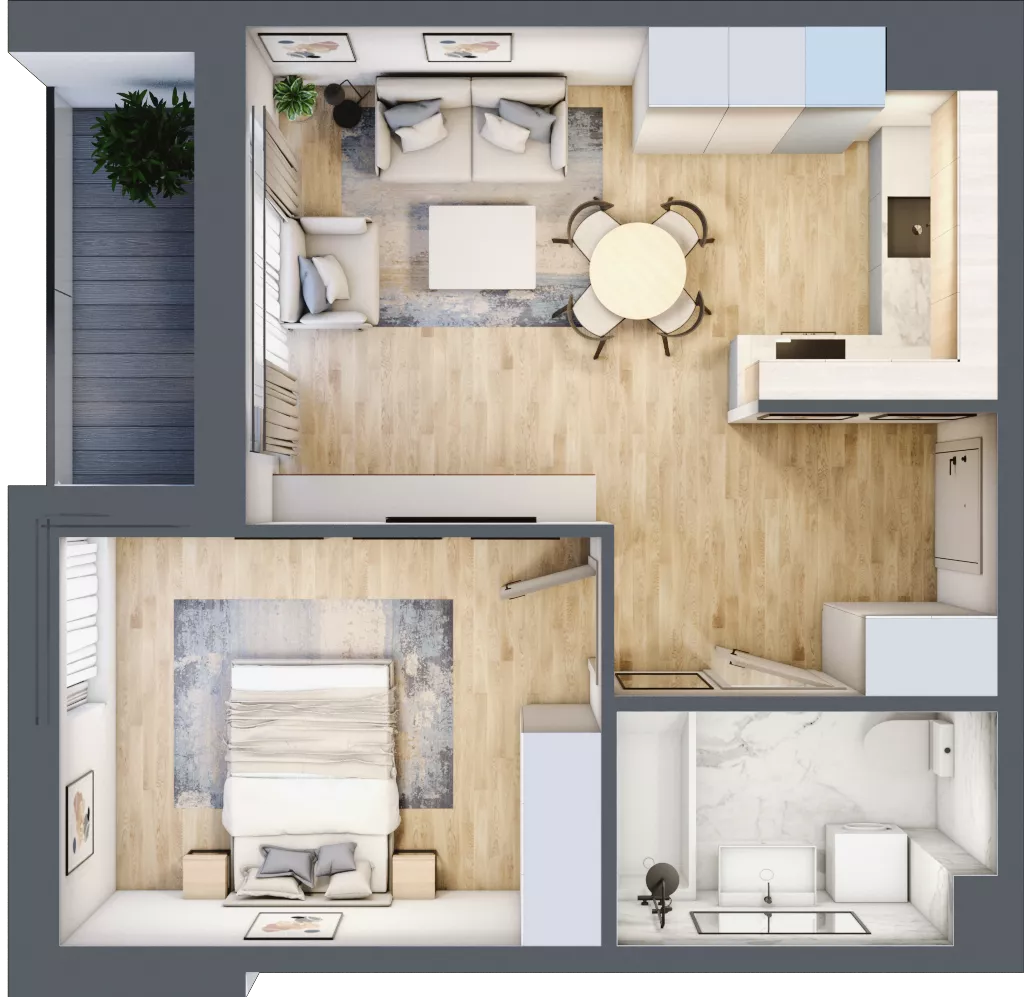 2 pokoje, mieszkanie 41,63 m², piętro 1, oferta nr 48, Okrzei 9, Mińsk Mazowiecki, ul. Stefana Okrzei 9