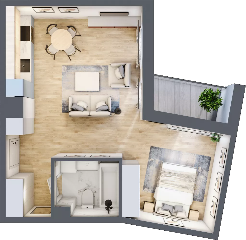 2 pokoje, mieszkanie 42,63 m², piętro 1, oferta nr 55, Okrzei 9, Mińsk Mazowiecki, ul. Stefana Okrzei 9