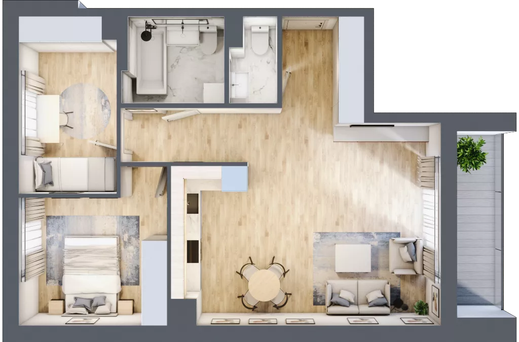 3 pokoje, mieszkanie 64,87 m², piętro 2, oferta nr 5, Okrzei 9, Mińsk Mazowiecki, ul. Stefana Okrzei 9