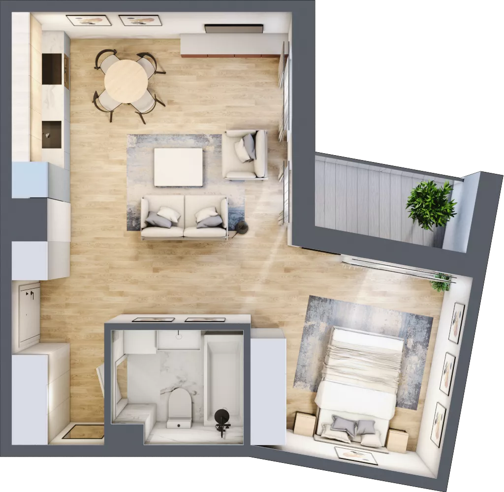 2 pokoje, mieszkanie 42,63 m², piętro 3, oferta nr 83, Okrzei 9, Mińsk Mazowiecki, ul. Stefana Okrzei 9