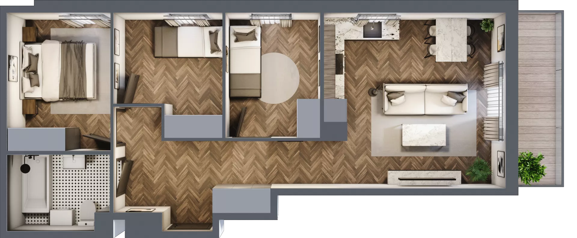 4 pokoje, mieszkanie 63,34 m², piętro 2, oferta nr M44, Tuwima 13, Mińsk Mazowiecki, Cegłów, ul. Juliana Tuwima 13