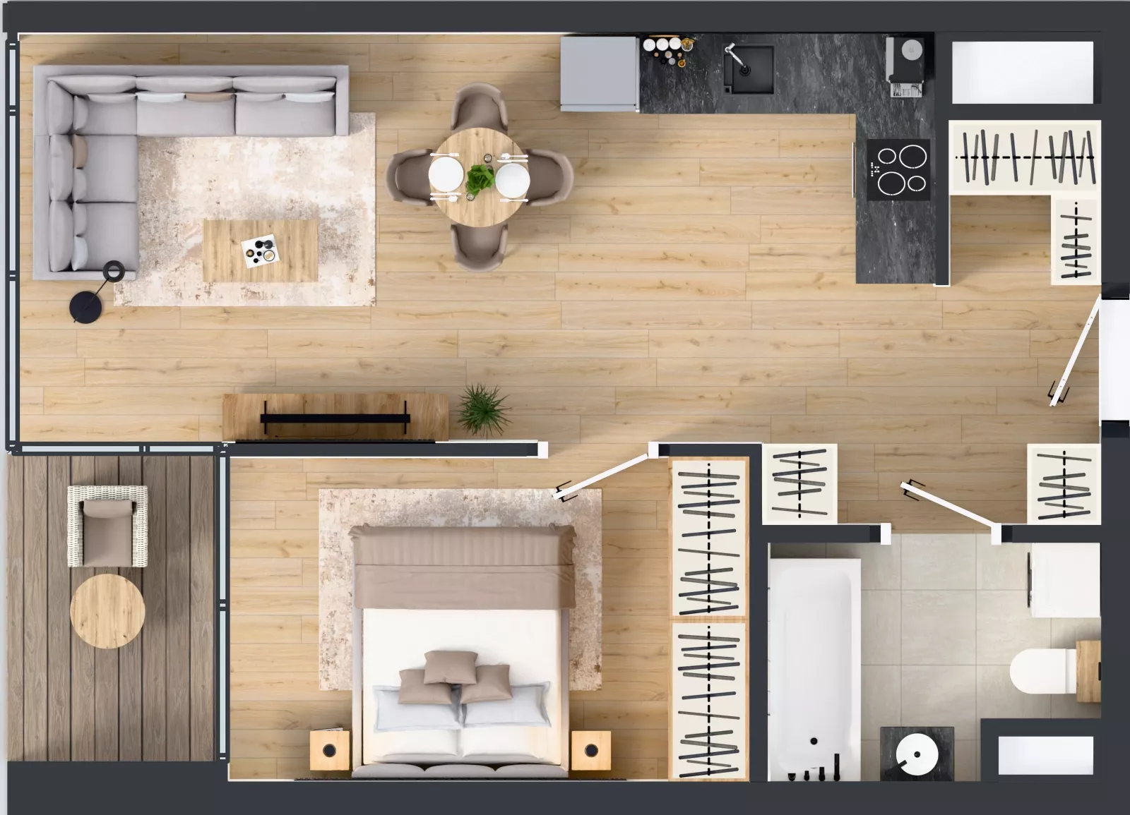 2 pokoje, mieszkanie 44,71 m², piętro 12, oferta nr M.119, O27 Apartamenty Opolska, Katowice, Śródmieście, ul. Opolska 27