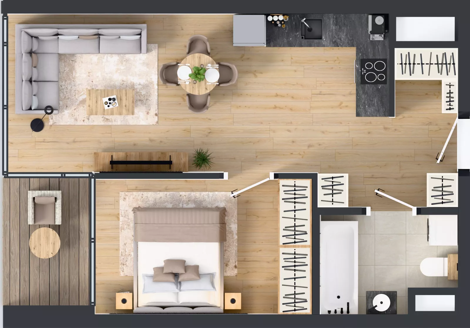 2 pokoje, mieszkanie 42,81 m², piętro 12, oferta nr M.122, O27 Apartamenty Opolska, Katowice, Śródmieście, ul. Opolska 27
