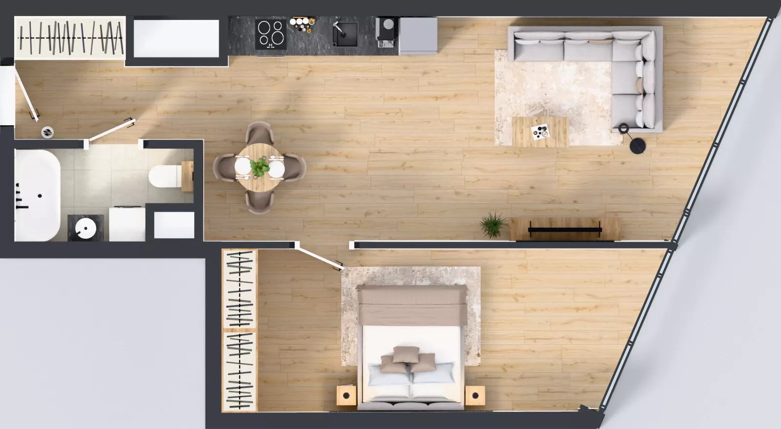 2 pokoje, mieszkanie 57,22 m², piętro 17, oferta nr M.205, O27 Apartamenty Opolska, Katowice, Śródmieście, ul. Opolska 27