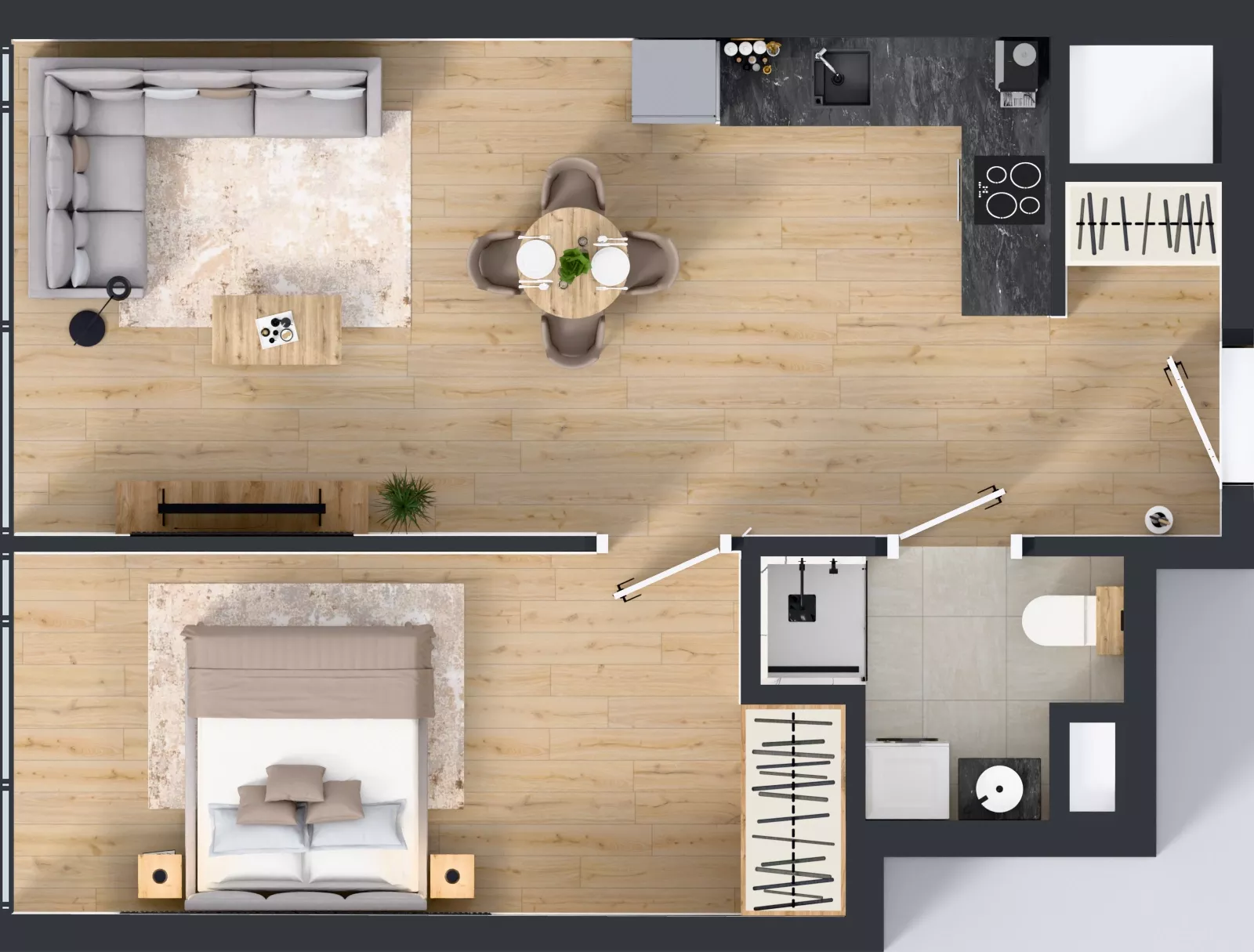 2 pokoje, mieszkanie 48,20 m², piętro 17, oferta nr M.208, O27 Apartamenty Opolska, Katowice, Śródmieście, ul. Opolska 27