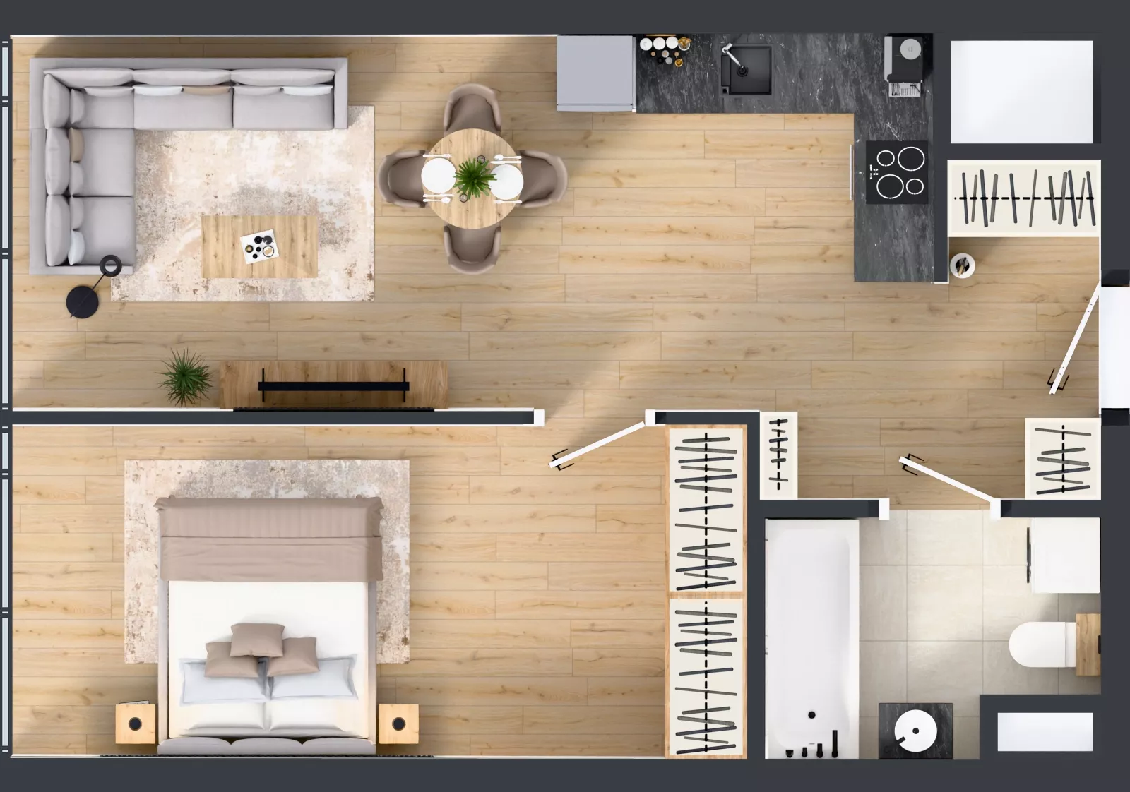2 pokoje, mieszkanie 46,79 m², piętro 17, oferta nr M.212, O27 Apartamenty Opolska, Katowice, Śródmieście, ul. Opolska 27