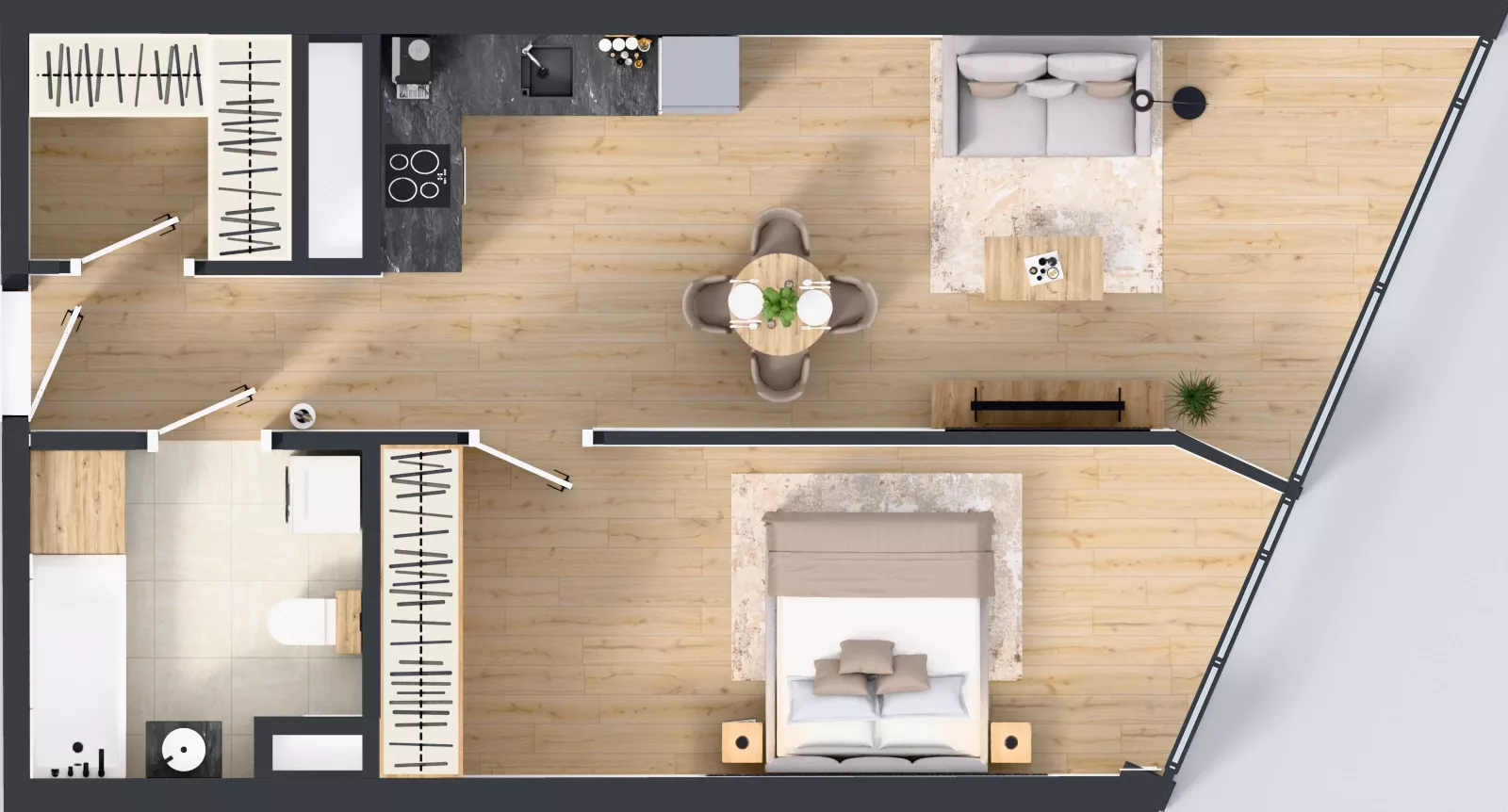 2 pokoje, mieszkanie 54,96 m², piętro 19, oferta nr M.240, O27 Apartamenty Opolska, Katowice, Śródmieście, ul. Opolska 27
