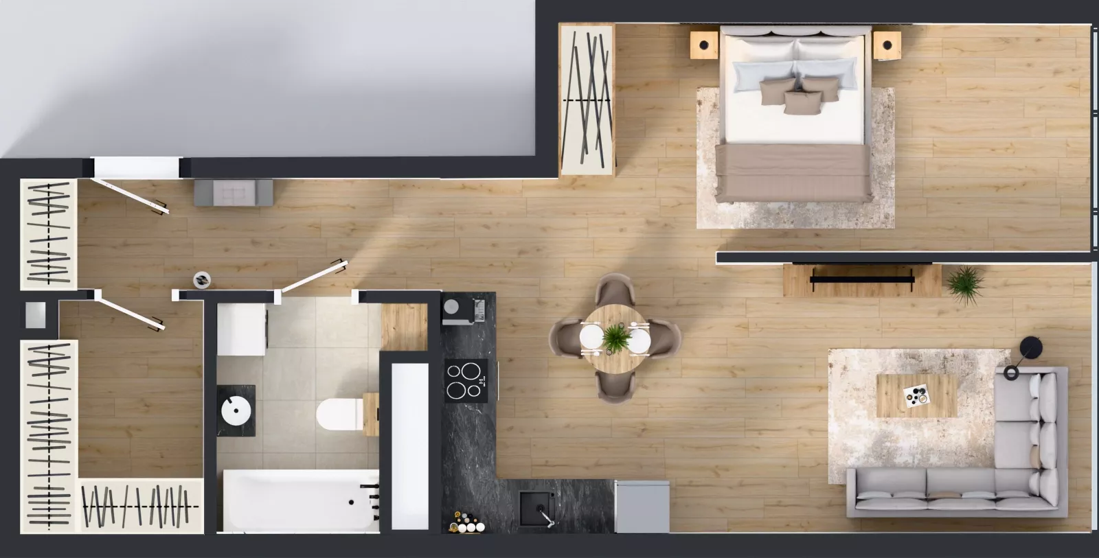 1 pokój, mieszkanie 57,53 m², piętro 20, oferta nr M.254, O27 Apartamenty Opolska, Katowice, Śródmieście, ul. Opolska 27