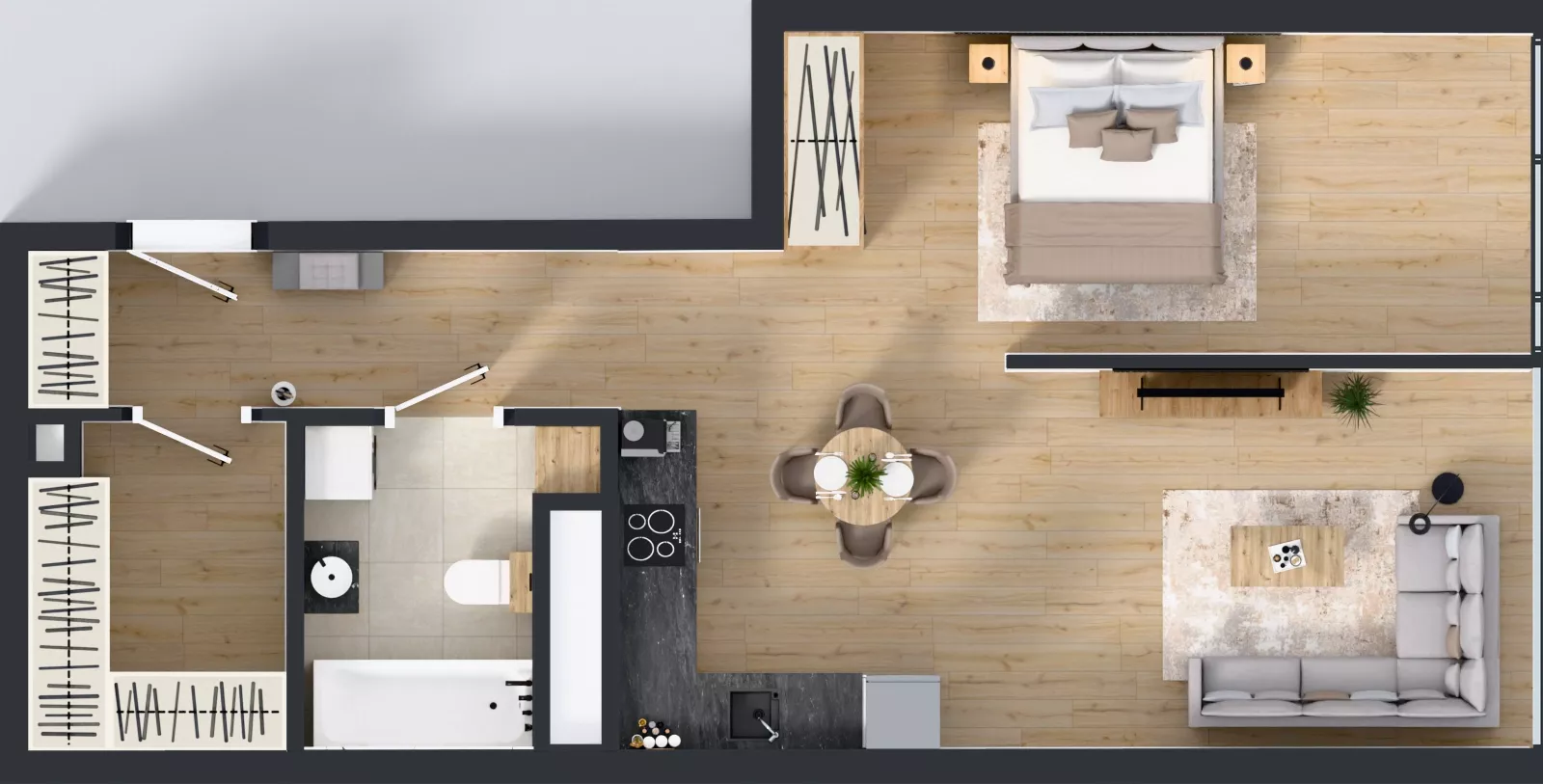 1 pokój, mieszkanie 57,53 m², piętro 21, oferta nr M.272, O27 Apartamenty Opolska, Katowice, Śródmieście, ul. Opolska 27