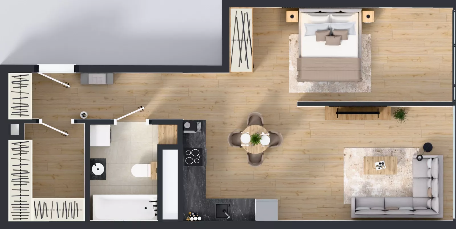 1 pokój, mieszkanie 58,18 m², piętro 27, oferta nr M.379, O27 Apartamenty Opolska, Katowice, Śródmieście, ul. Opolska 27