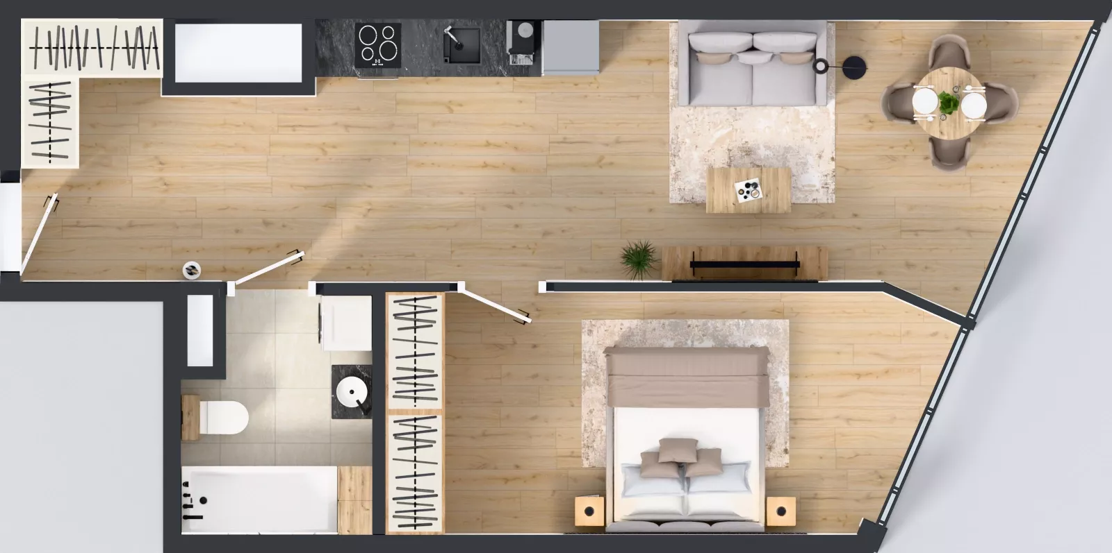 2 pokoje, mieszkanie 51,32 m², piętro 27, oferta nr M.381, O27 Apartamenty Opolska, Katowice, Śródmieście, ul. Opolska 27