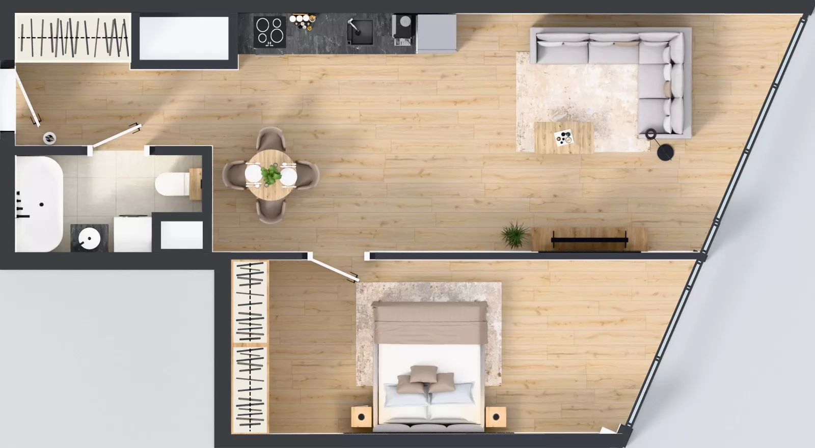 2 pokoje, mieszkanie 58,40 m², piętro 28, oferta nr M.399, O27 Apartamenty Opolska, Katowice, Śródmieście, ul. Opolska 27