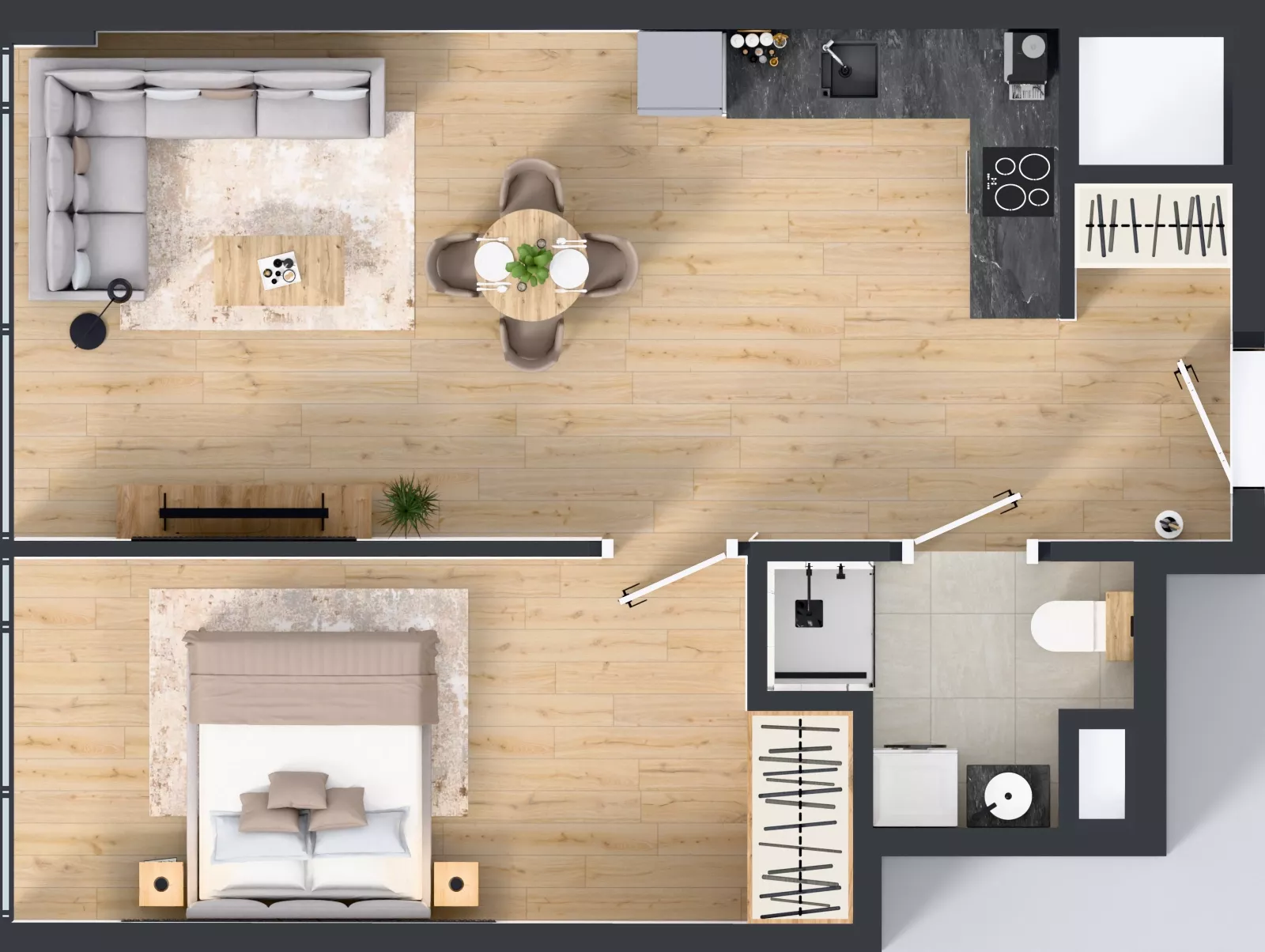 2 pokoje, mieszkanie 48,61 m², piętro 28, oferta nr M.401, O27 Apartamenty Opolska, Katowice, Śródmieście, ul. Opolska 27