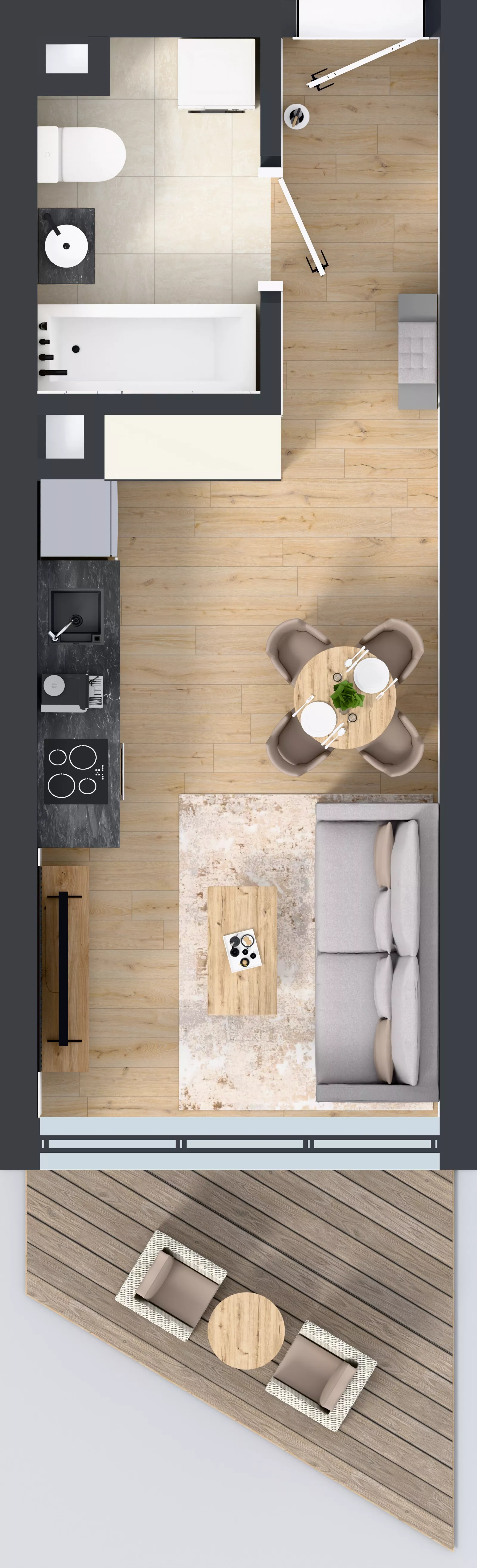 1 pokój, mieszkanie 25,09 m², piętro 1, oferta nr M.07, Nowa Gwiazda, Katowice, Zawodzie, ul. Bogucicka