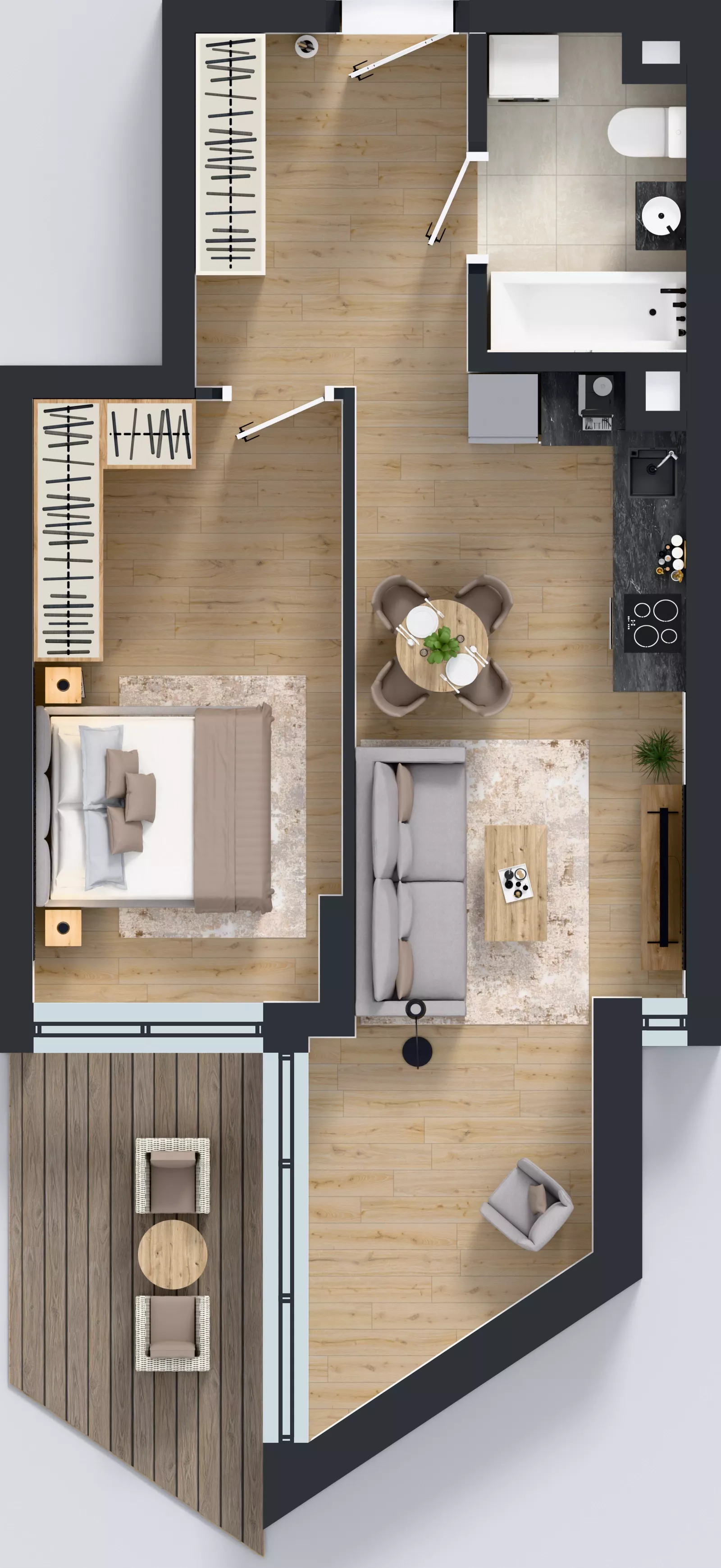 2 pokoje, mieszkanie 47,98 m², piętro 1, oferta nr M.12, Nowa Gwiazda, Katowice, Zawodzie, ul. Bogucicka