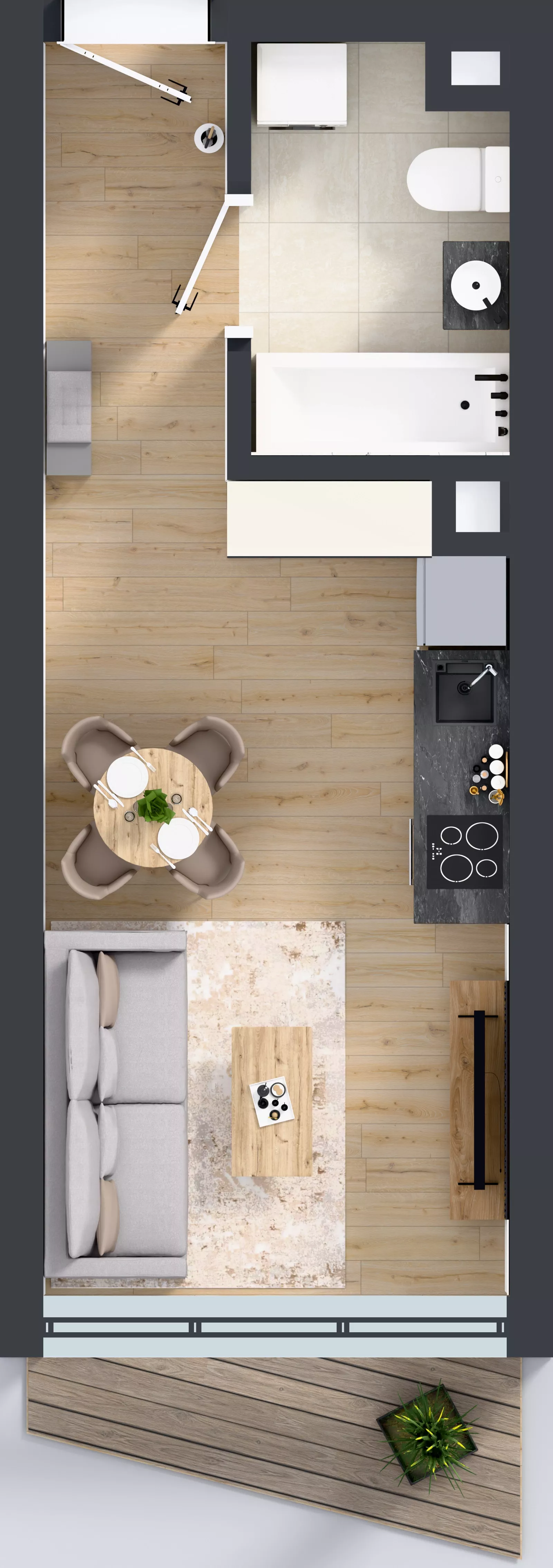 1 pokój, mieszkanie 25,07 m², piętro 2, oferta nr M.36, Nowa Gwiazda, Katowice, Zawodzie, ul. Bogucicka