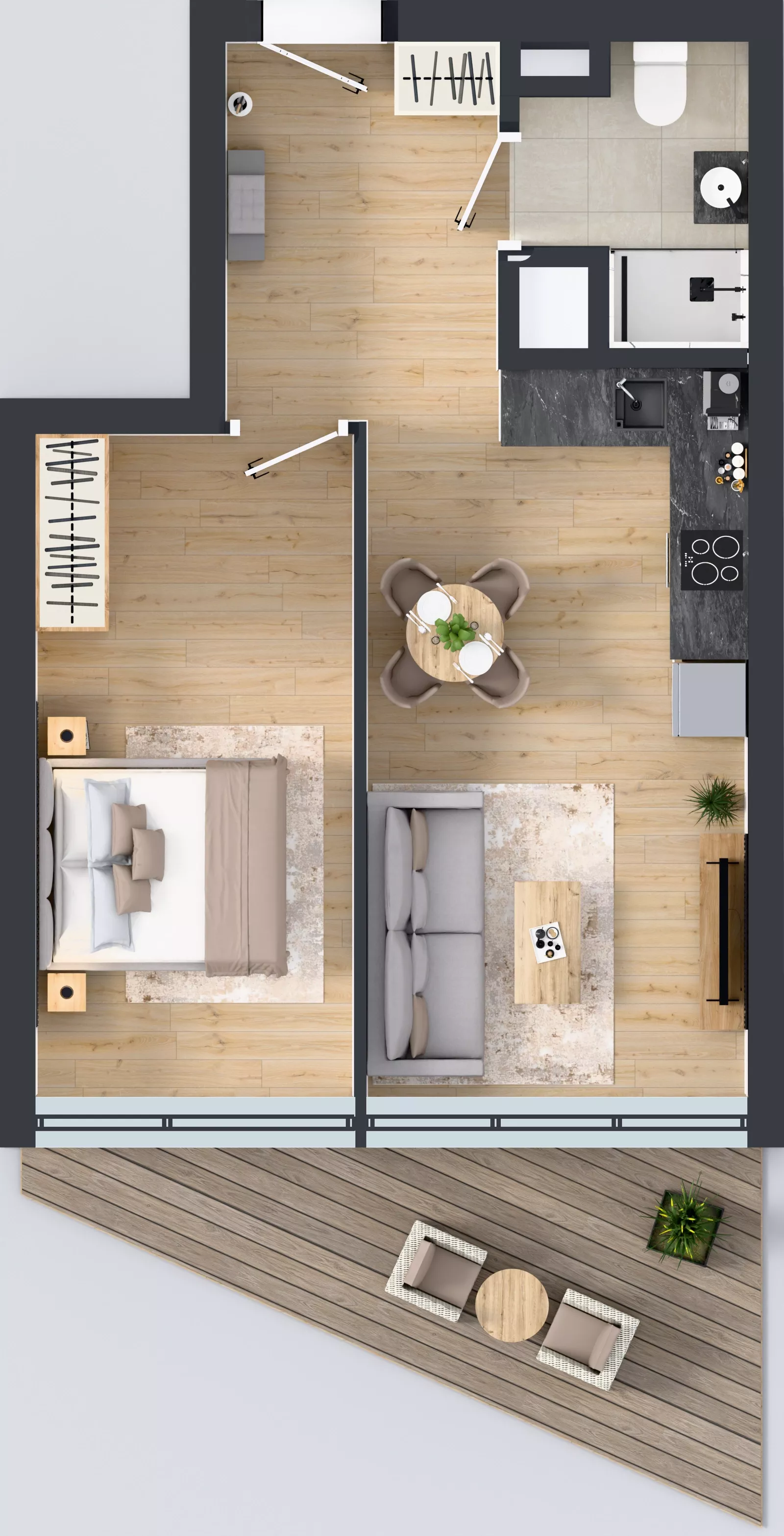 2 pokoje, mieszkanie 42,79 m², piętro 3, oferta nr M.46, Nowa Gwiazda, Katowice, Zawodzie, ul. Bogucicka