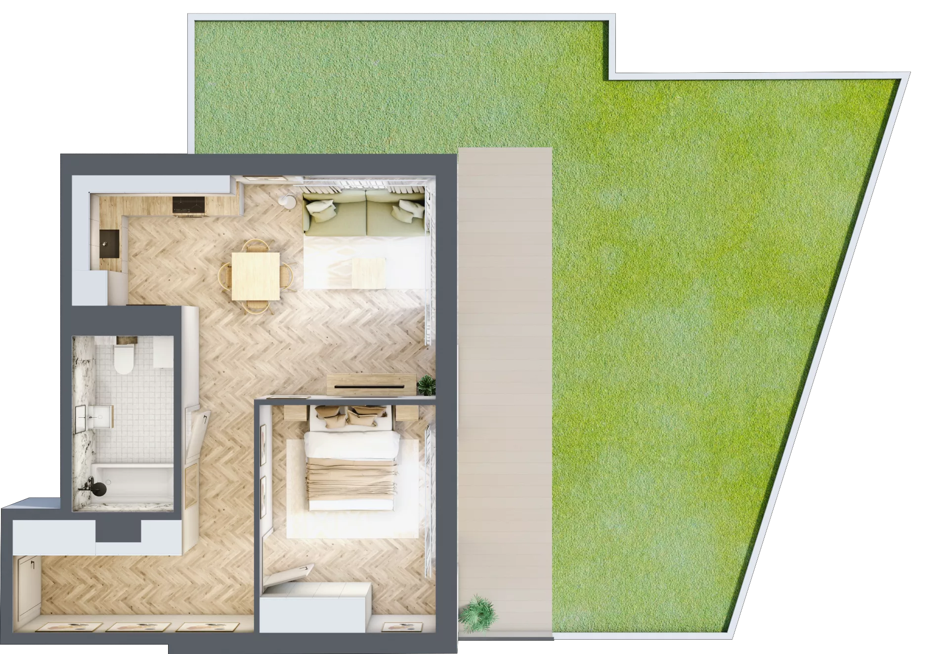 2 pokoje, mieszkanie 47,65 m², parter, oferta nr 1, Rezydencja Świerkowa, Radom, Idalin, ul. Świerkowa 47
