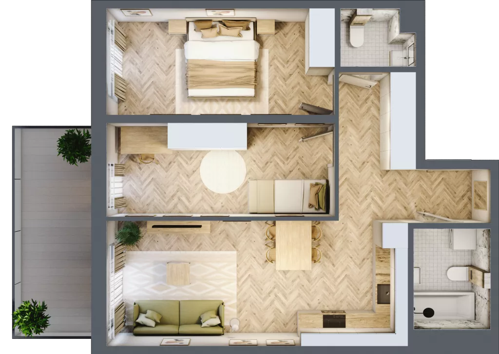 3 pokoje, mieszkanie 62,63 m², piętro 1, oferta nr 12, Rezydencja Świerkowa, Radom, Idalin, ul. Świerkowa 47
