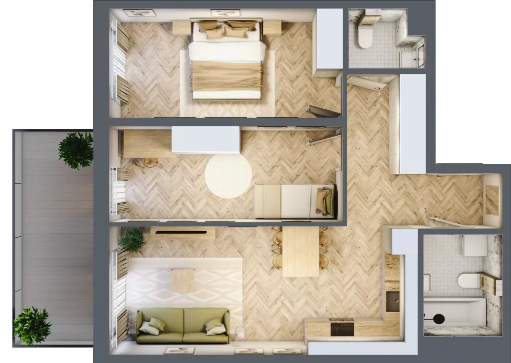 3 pokoje, mieszkanie 62,52 m², piętro 5, oferta nr 44, Rezydencja Świerkowa, Radom, Idalin, ul. Świerkowa 47