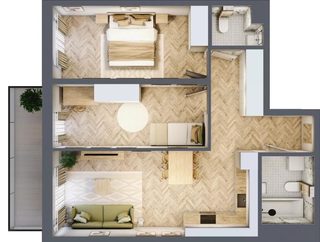3 pokoje, mieszkanie 62,52 m², piętro 6, oferta nr 52, Rezydencja Świerkowa, Radom, Idalin, ul. Świerkowa 47