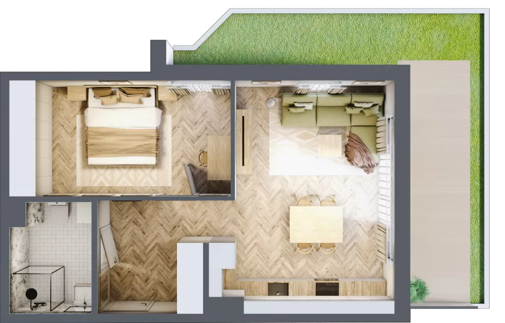 2 pokoje, mieszkanie 46,26 m², parter, oferta nr 64, Rezydencja Świerkowa, Radom, Idalin, ul. Świerkowa 47