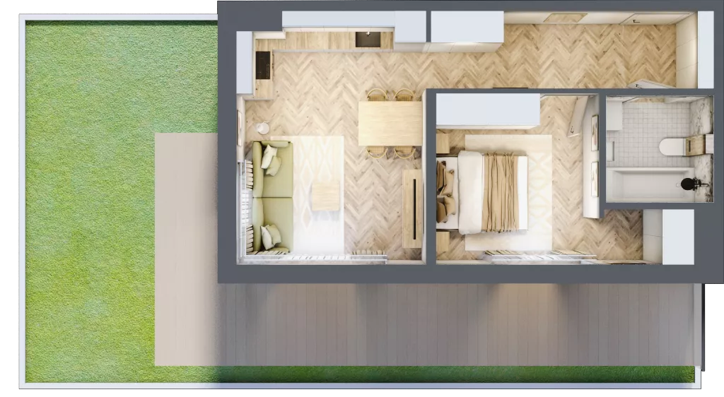 2 pokoje, mieszkanie 42,26 m², parter, oferta nr 65, Rezydencja Świerkowa, Radom, Idalin, ul. Świerkowa 47