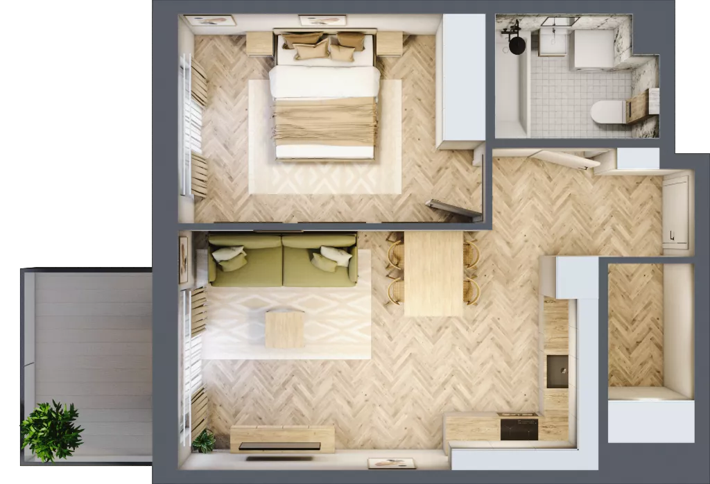 2 pokoje, mieszkanie 44,34 m², piętro 2, oferta nr 79, Rezydencja Świerkowa, Radom, Idalin, ul. Świerkowa 47