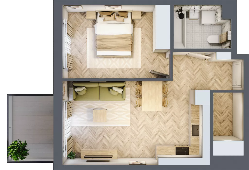 2 pokoje, mieszkanie 44,34 m², piętro 3, oferta nr 89, Rezydencja Świerkowa, Radom, Idalin, ul. Świerkowa 47