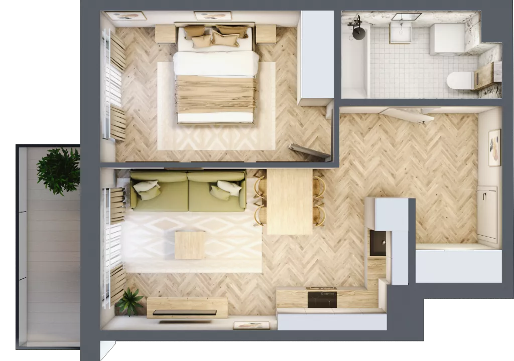 2 pokoje, mieszkanie 39,71 m², piętro 3, oferta nr 90, Rezydencja Świerkowa, Radom, Idalin, ul. Świerkowa 47