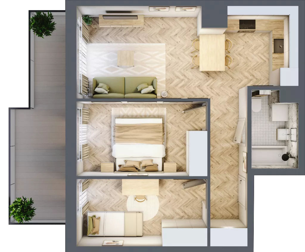 3 pokoje, mieszkanie 51,54 m², piętro 4, oferta nr 108, Rezydencja Świerkowa, Radom, Idalin, ul. Świerkowa 47
