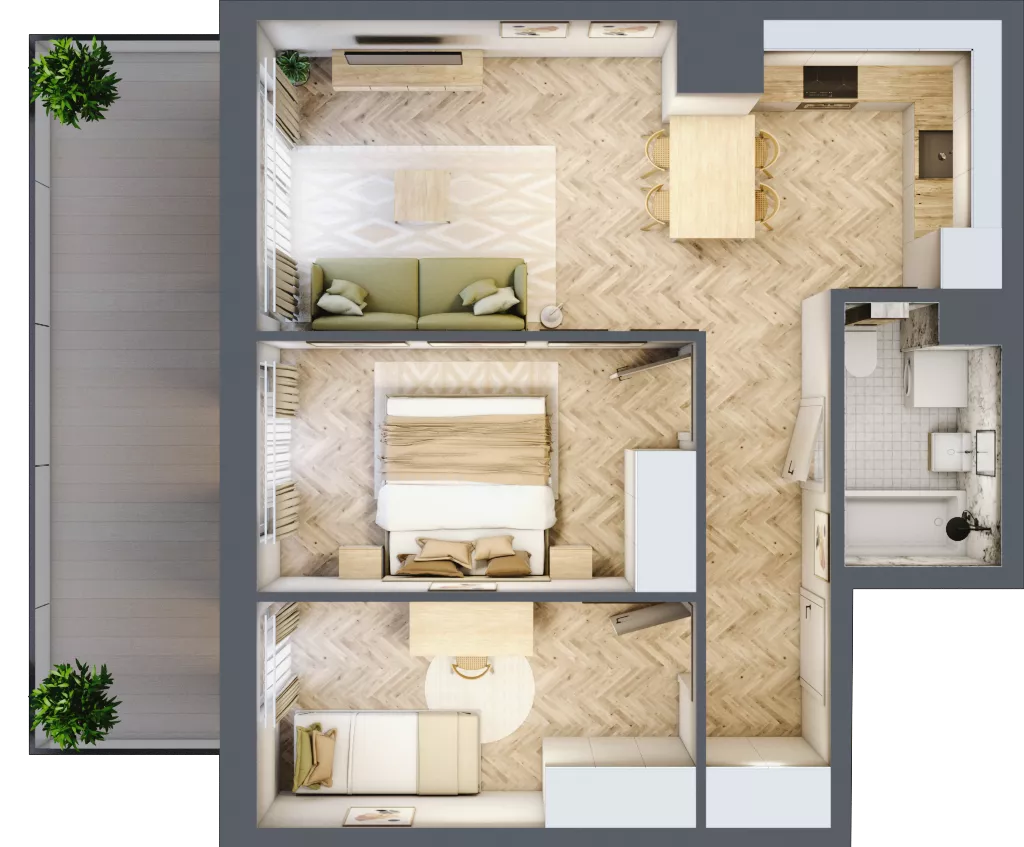 3 pokoje, mieszkanie 51,54 m², piętro 5, oferta nr 118, Rezydencja Świerkowa, Radom, Idalin, ul. Świerkowa 47