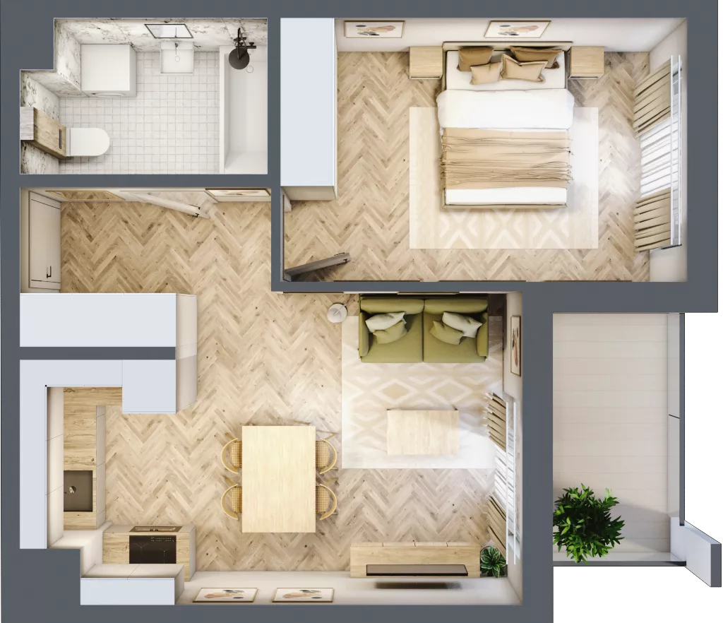 2 pokoje, mieszkanie 40,55 m², piętro 9, oferta nr E110, Panorama Struga, Radom, Śródmieście, ul. Andrzeja Struga 60