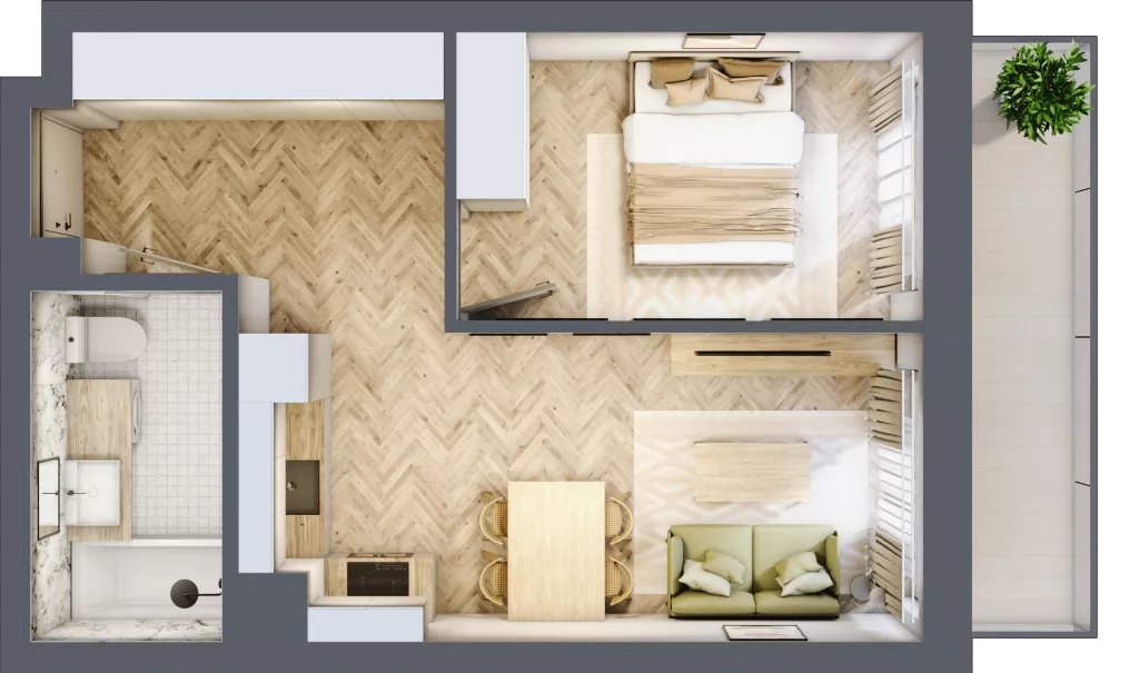 2 pokoje, mieszkanie 38,92 m², piętro 2, oferta nr M056, ULTRADOM, Radom, Gołębiów, ul. Gołębiowska