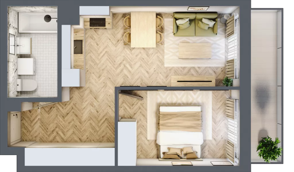 2 pokoje, mieszkanie 39,82 m², piętro 3, oferta nr M103, ULTRADOM, Radom, Gołębiów, ul. Gołębiowska