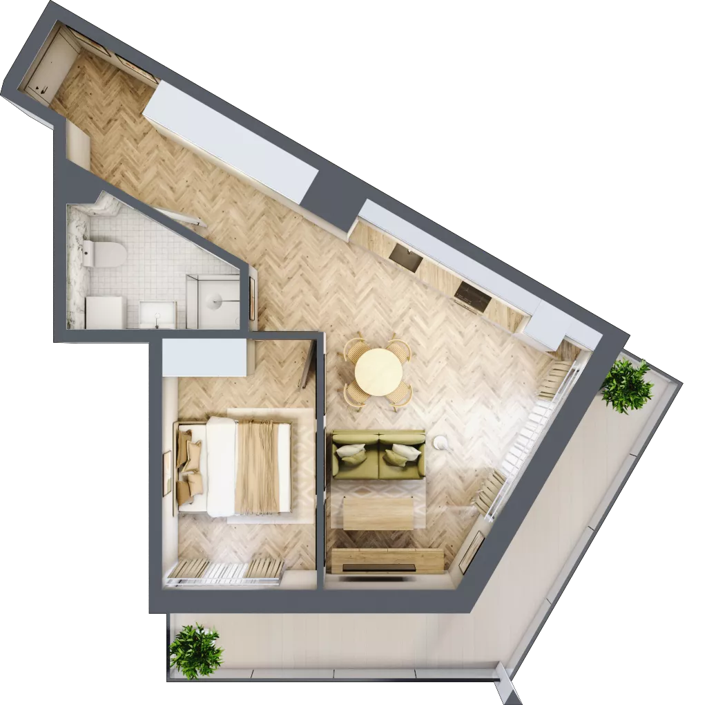 2 pokoje, mieszkanie 42,87 m², piętro 3, oferta nr M106, ULTRADOM, Radom, Gołębiów, ul. Gołębiowska