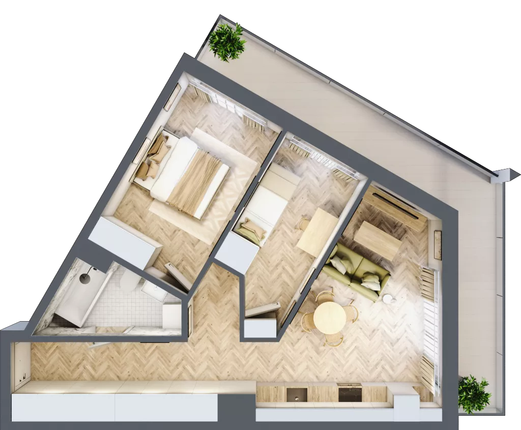 3 pokoje, mieszkanie 53,85 m², piętro 4, oferta nr M107A, ULTRADOM, Radom, Gołębiów, ul. Gołębiowska