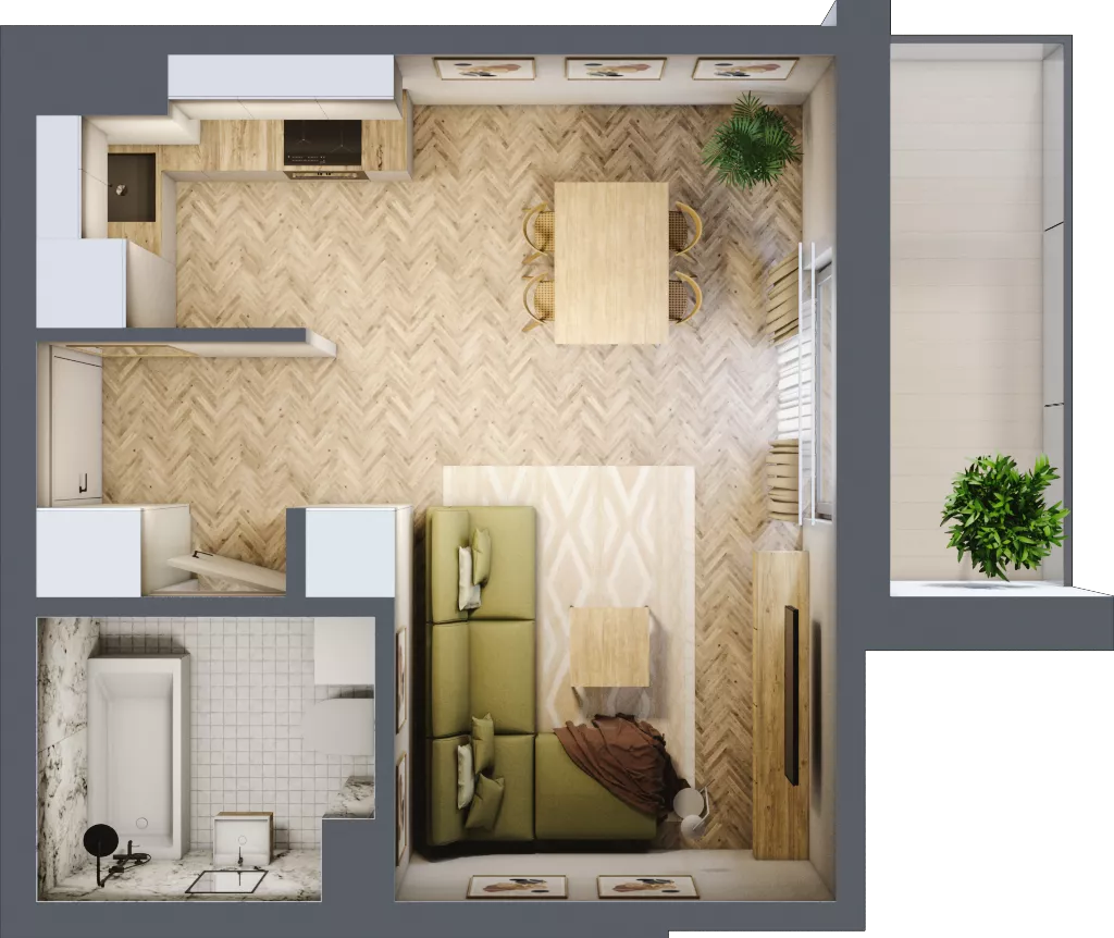 1 pokój, mieszkanie 29,48 m², piętro 1, oferta nr Budynek 2 Mieszkanie 17, Krakowska Rogatka, Kielce, Centrum, ul. Miodowicza 1