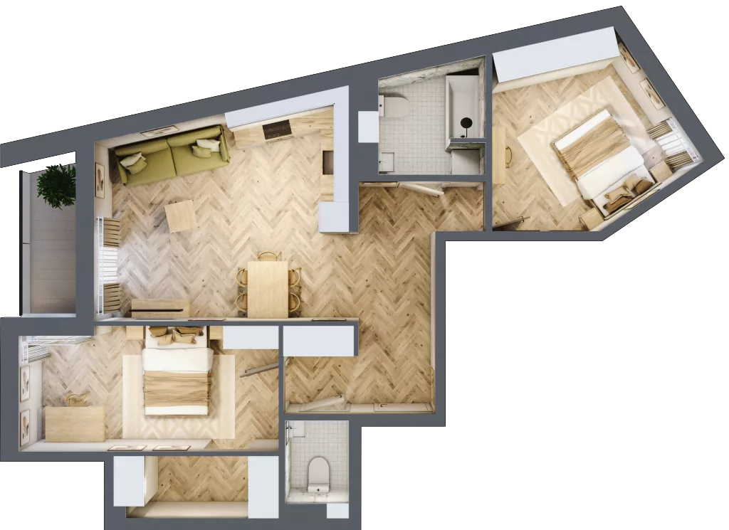 3 pokoje, mieszkanie 68,36 m², piętro 4, oferta nr Budynek 2 Mieszkanie 44, Krakowska Rogatka, Kielce, Centrum, ul. Miodowicza 1