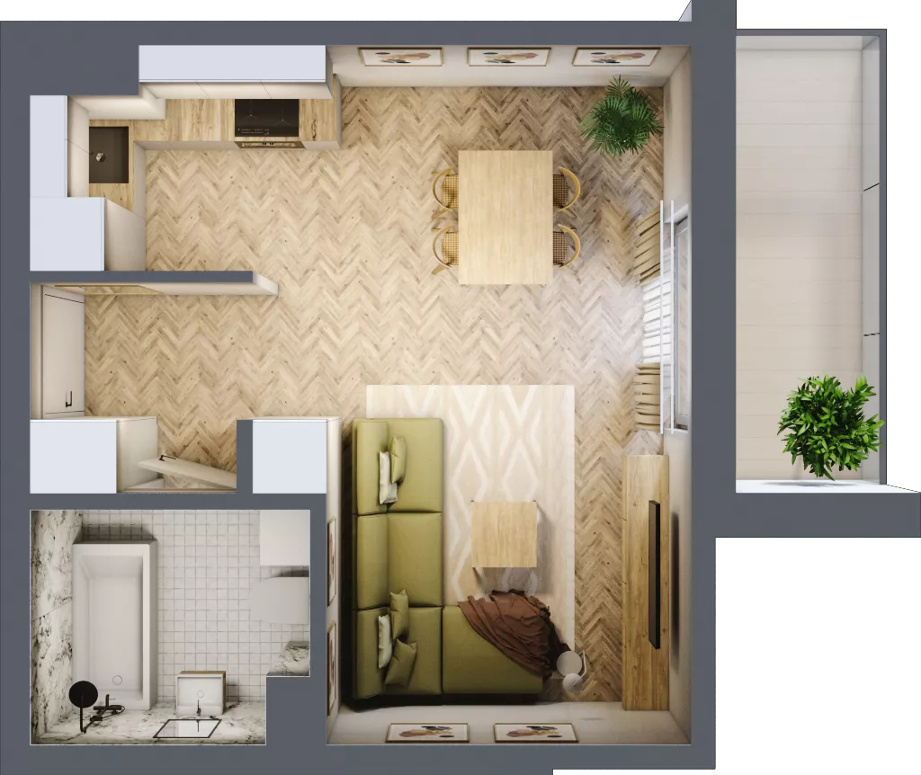 1 pokój, mieszkanie 29,48 m², piętro 5, oferta nr Budynek 2 Mieszkanie 69, Krakowska Rogatka, Kielce, Centrum, ul. Miodowicza 1