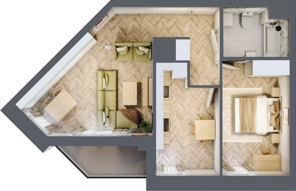 2 pokoje, mieszkanie 54,54 m², piętro 5, oferta nr M84, Sky Trust II , Kielce, Bocianek, al. Solidarności / ul. Świętokrzyska