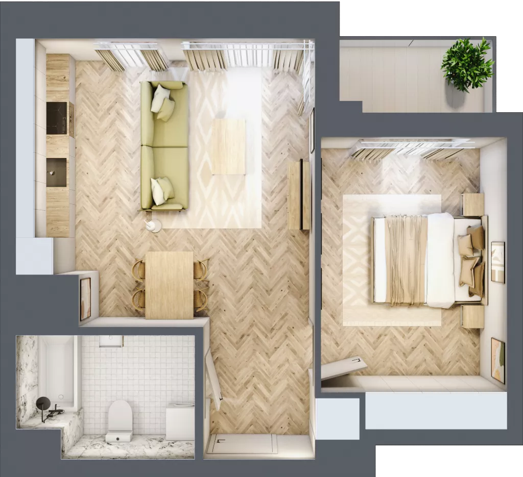2 pokoje, mieszkanie 45,27 m², piętro 6, oferta nr M100, Sky Trust II , Kielce, Bocianek, al. Solidarności / ul. Świętokrzyska