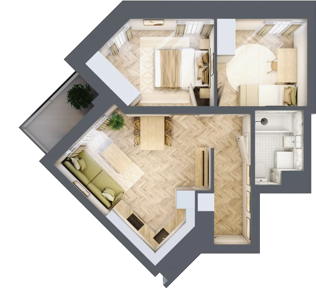 3 pokoje, mieszkanie 44,80 m², piętro 6, oferta nr M101, Sky Trust II , Kielce, Bocianek, al. Solidarności / ul. Świętokrzyska