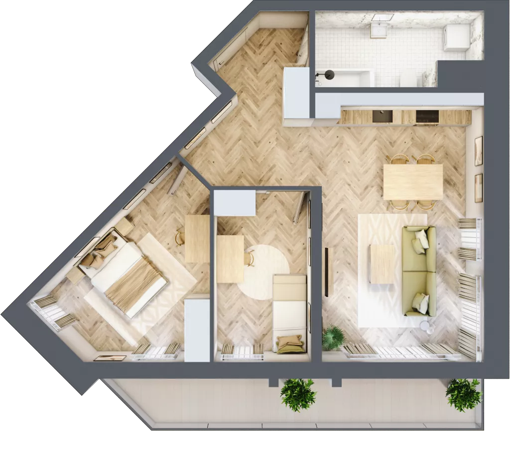 3 pokoje, mieszkanie 64,37 m², piętro 7, oferta nr M109, Sky Trust II , Kielce, Bocianek, al. Solidarności / ul. Świętokrzyska