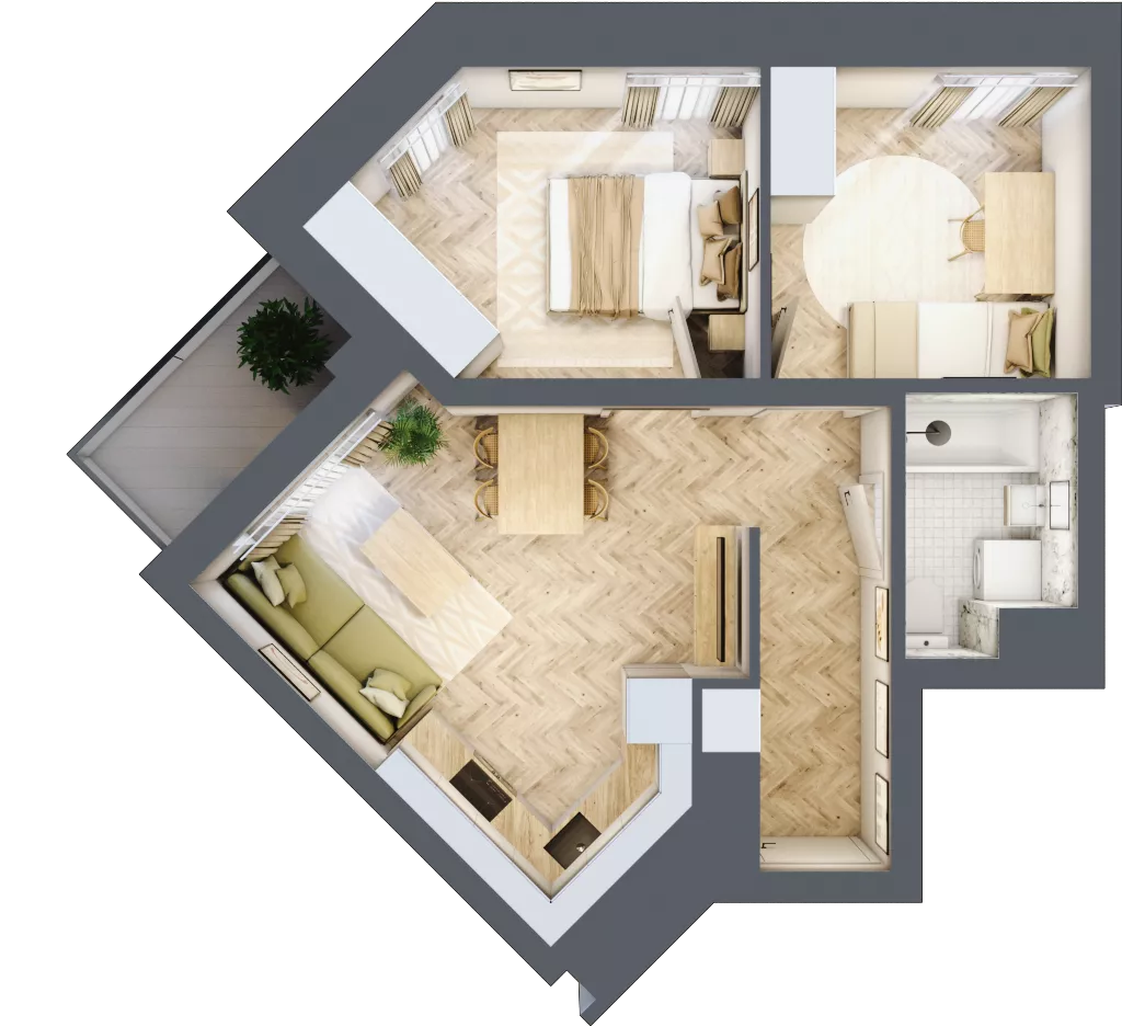 3 pokoje, mieszkanie 44,80 m², piętro 7, oferta nr M113, Sky Trust II , Kielce, Bocianek, al. Solidarności / ul. Świętokrzyska