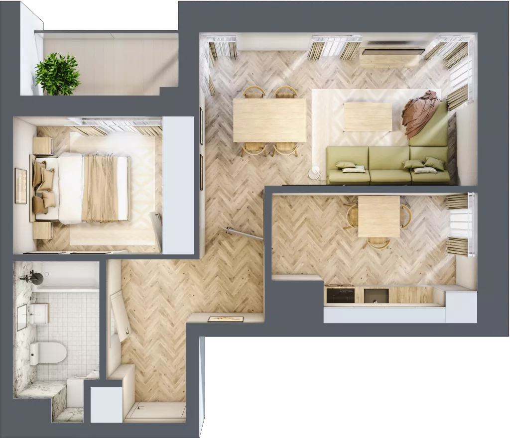 2 pokoje, mieszkanie 46,34 m², piętro 8, oferta nr M114, Sky Trust II , Kielce, Bocianek, al. Solidarności / ul. Świętokrzyska
