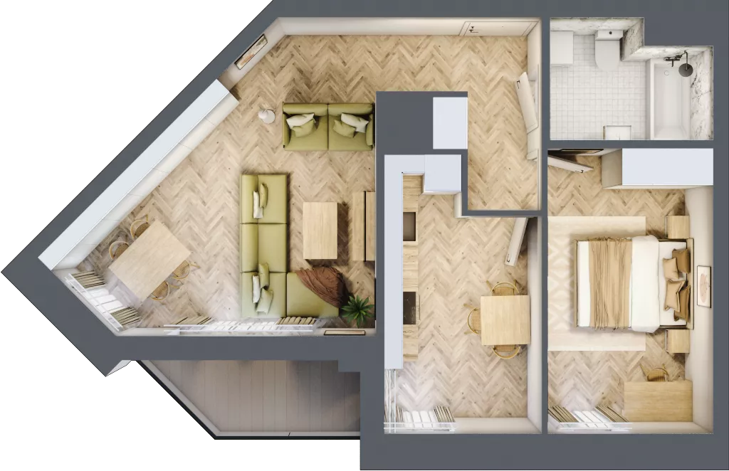 2 pokoje, mieszkanie 54,54 m², piętro 8, oferta nr M120, Sky Trust II , Kielce, Bocianek, al. Solidarności / ul. Świętokrzyska