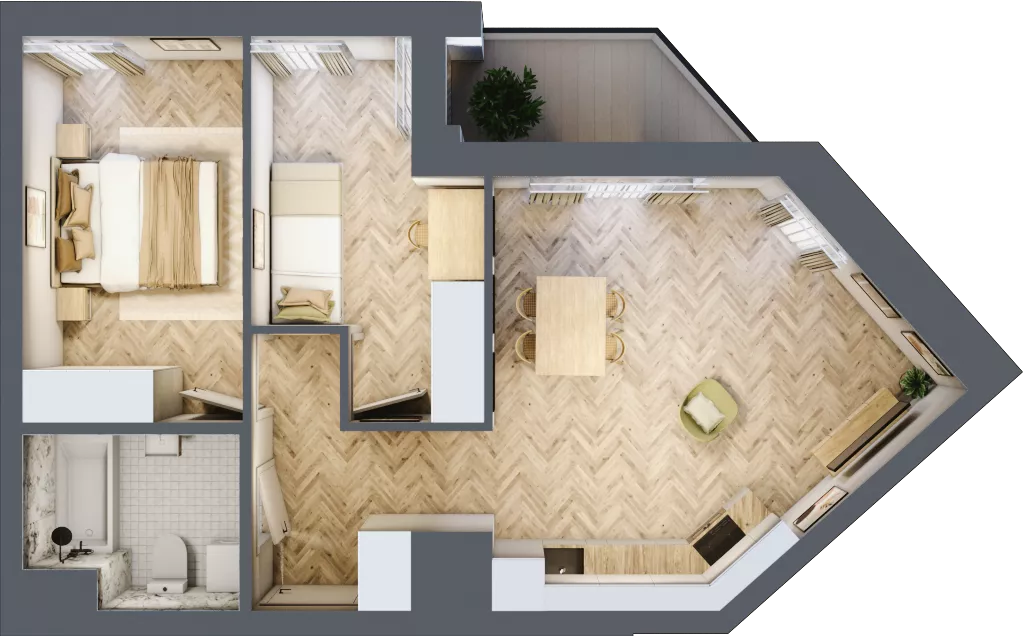 3 pokoje, mieszkanie 51,33 m², piętro 10, oferta nr M142, Sky Trust II , Kielce, Bocianek, al. Solidarności / ul. Świętokrzyska